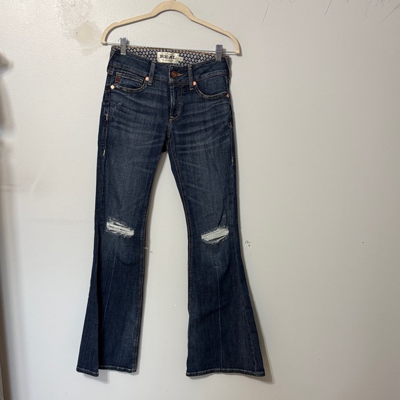 Ariat REAL Zoe Flare Jeans 26R Mid Rise Bootcut Western Distressed - Picture 3 of 7
